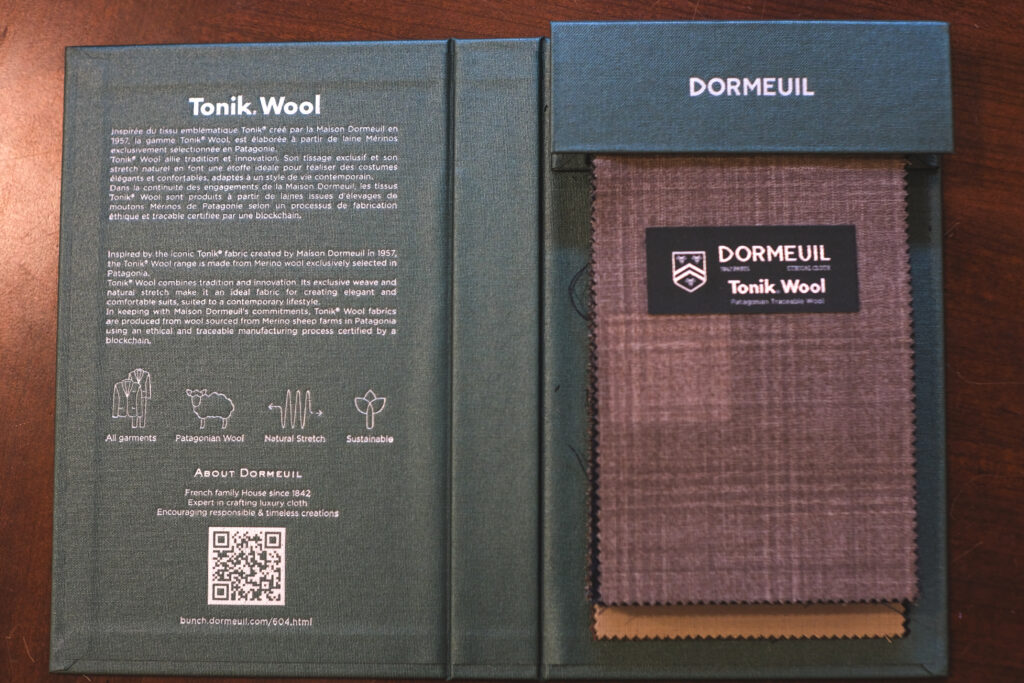 book of open fabric from Dormeuil's Tonik Wool collection