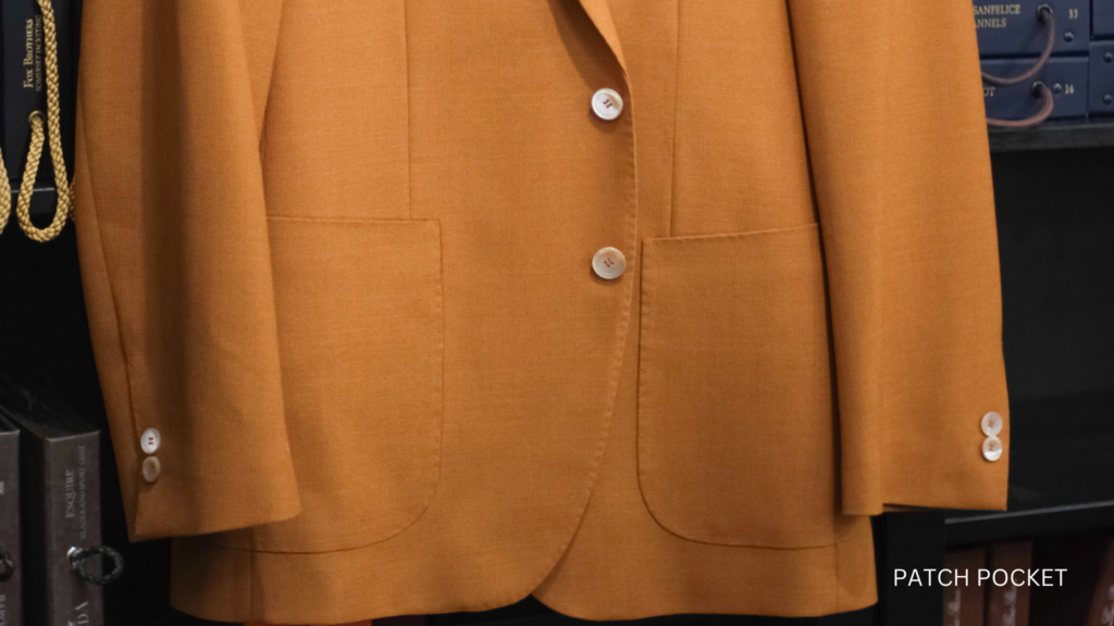 orange suit with patch pockets 